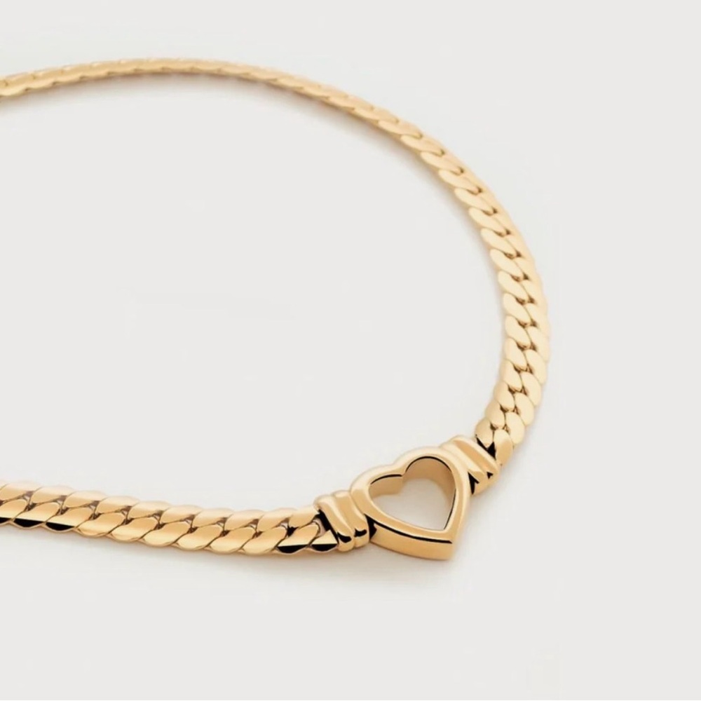 18k Gold Plated Heart Love Chain Short/Choker Necklace. New.